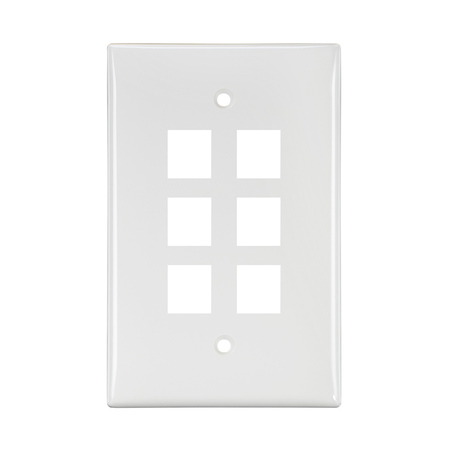 LEVITON WALLPLATES WP 6PORT SG MID WH 41091-6WN